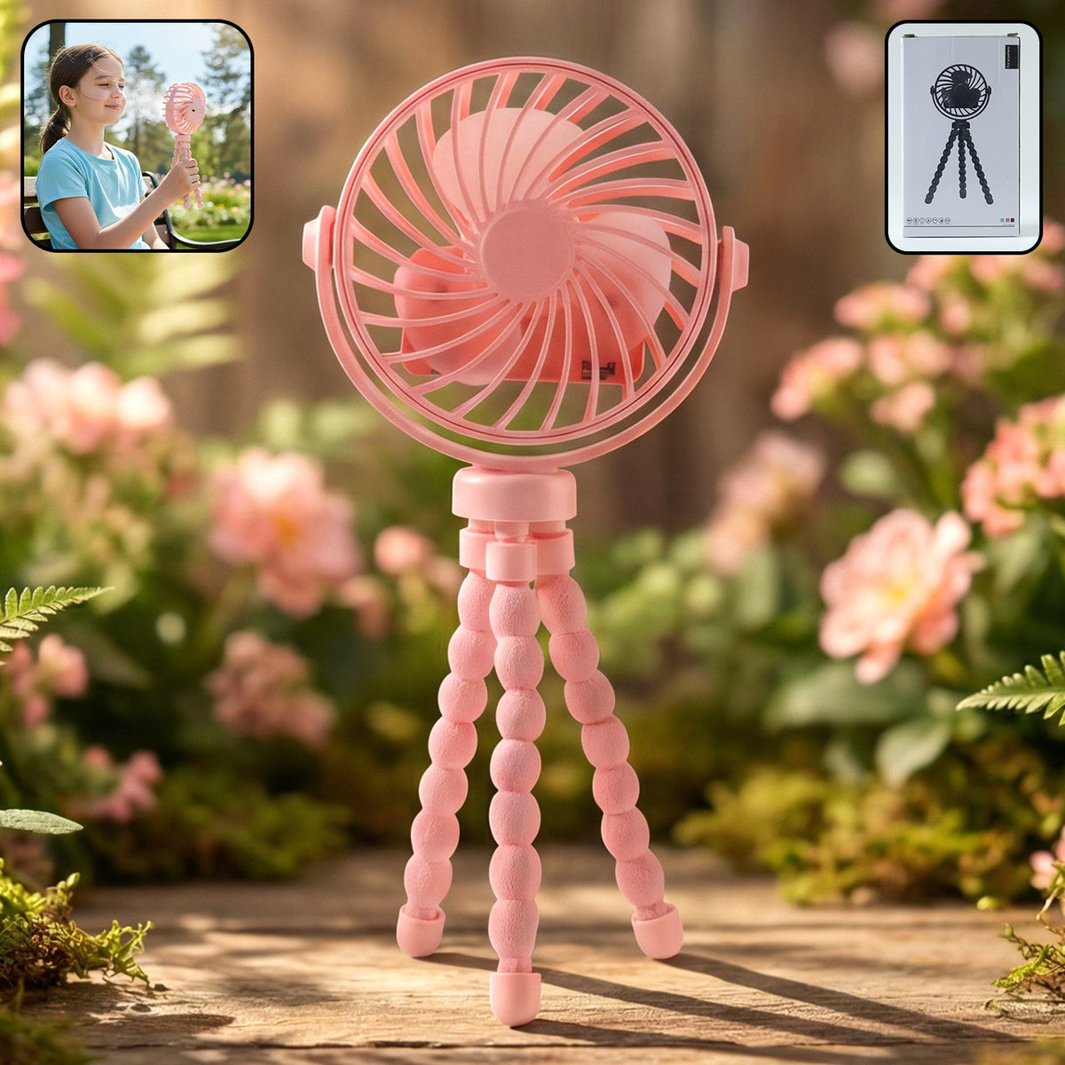 Rechargeable LED Fan with Flexible Tripod