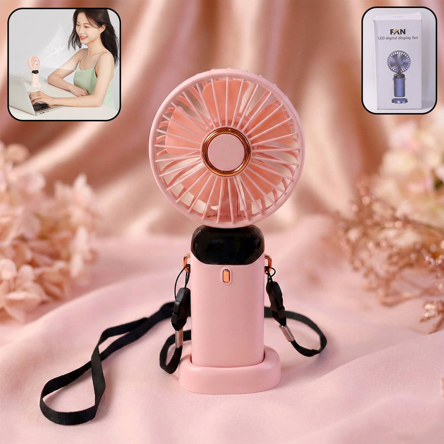 Rechargeable Handheld Fan with Digital Display