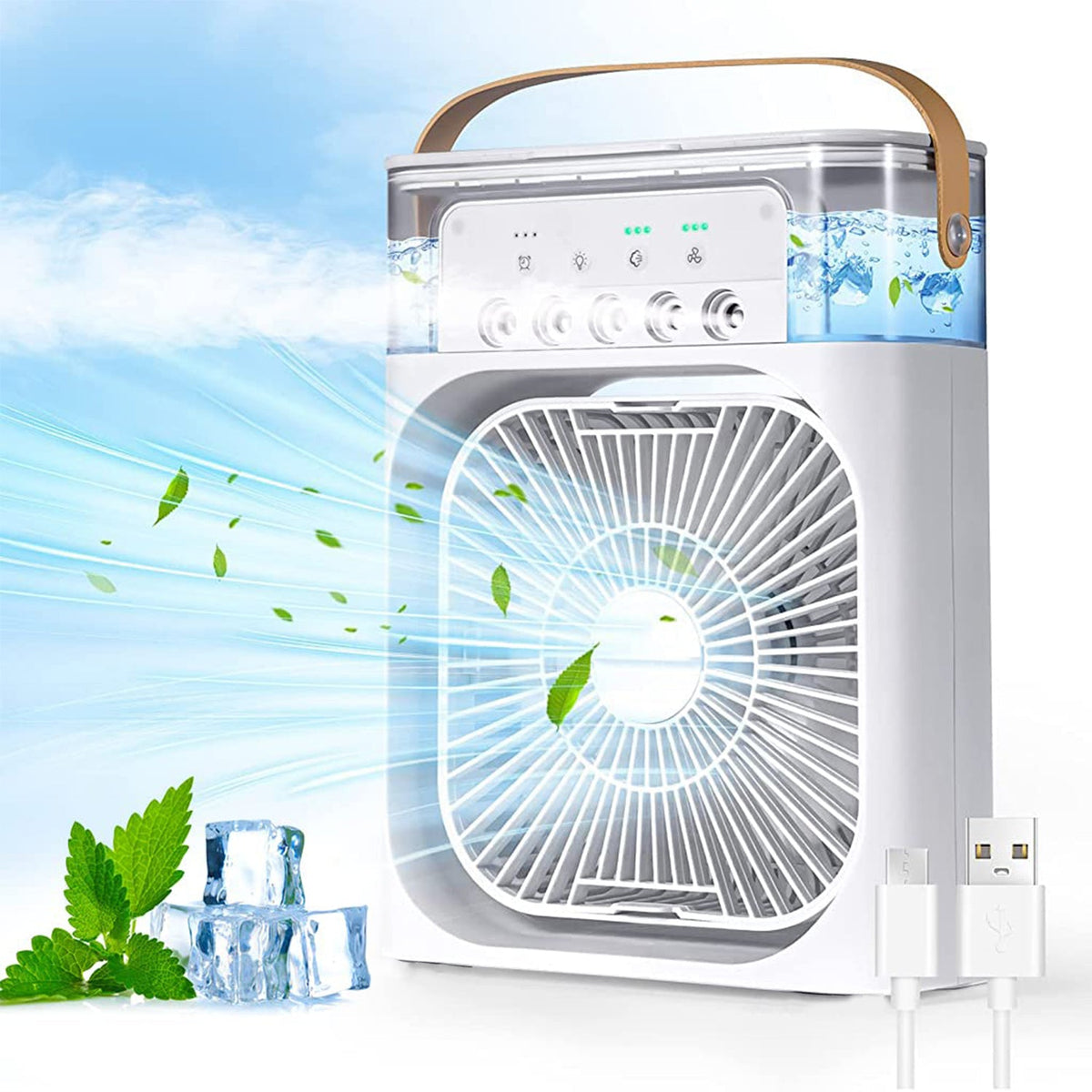 Portable Air Cooler Fan with 7-Color LED Light