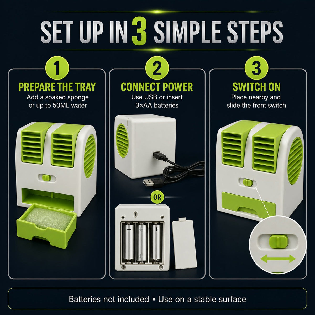 Dual Bladeless Mini Air Conditioner with Fragrance