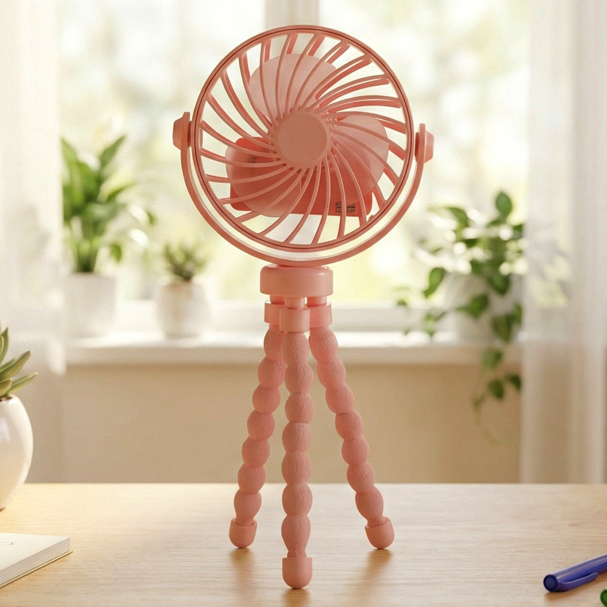 Rechargeable LED Fan with Flexible Tripod