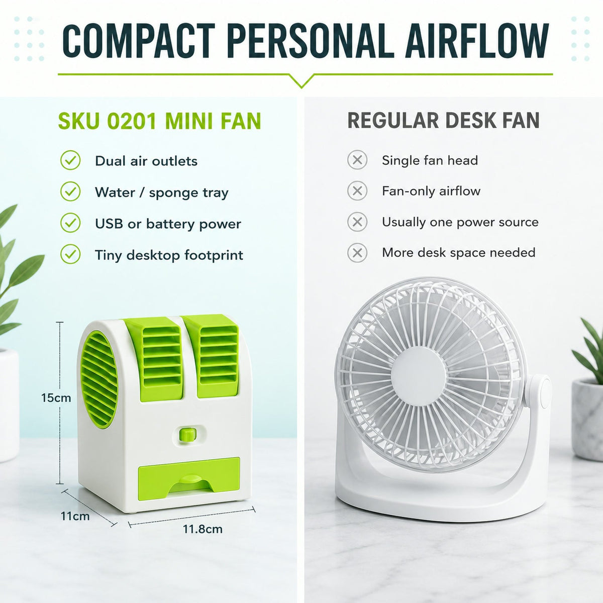Dual Bladeless Mini Air Conditioner with Fragrance