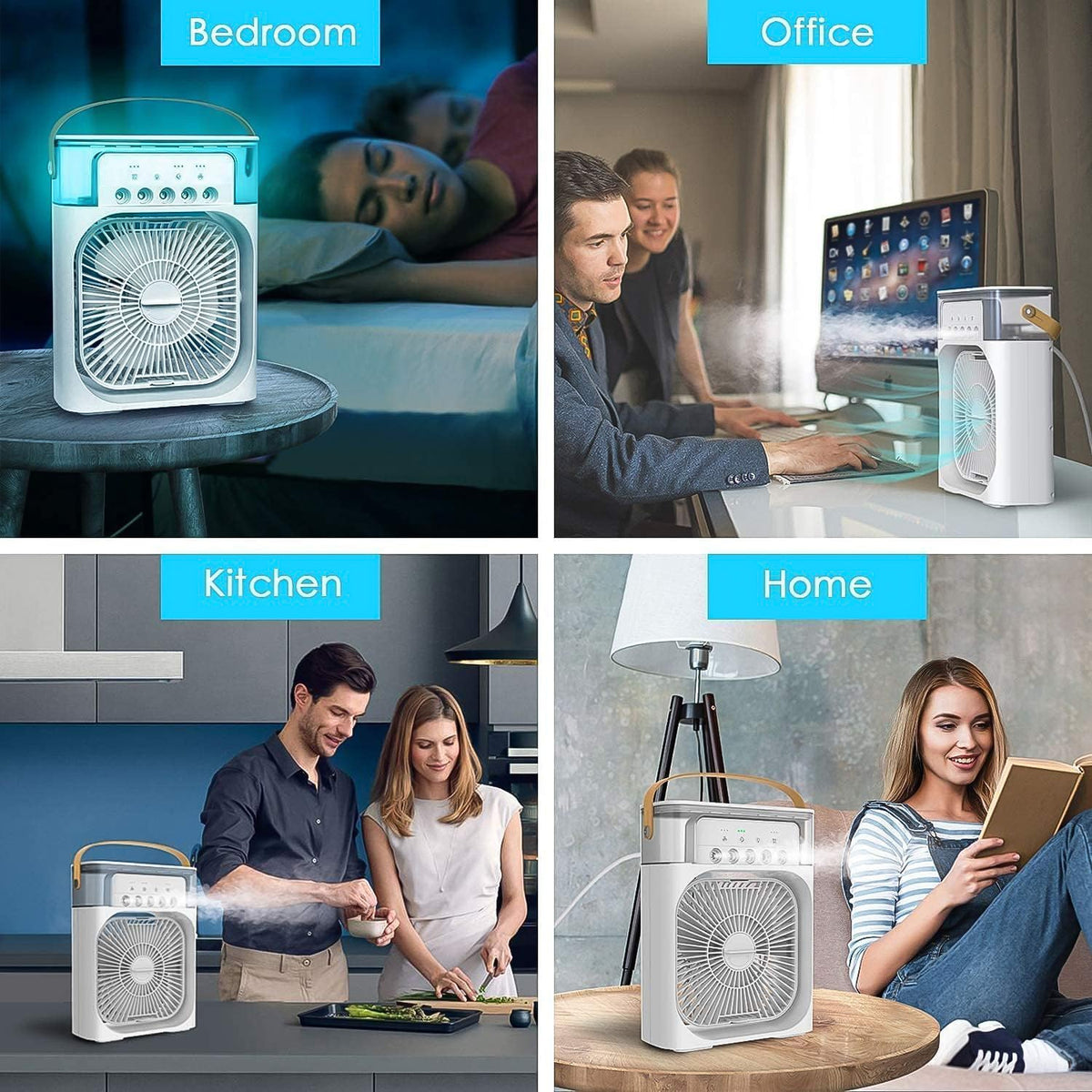 Portable Air Cooler Fan with 7-Color LED Light