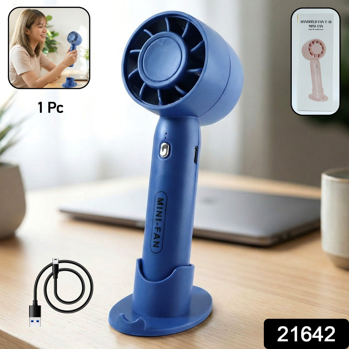 Rechargeable Mini Handheld Fan with Stand