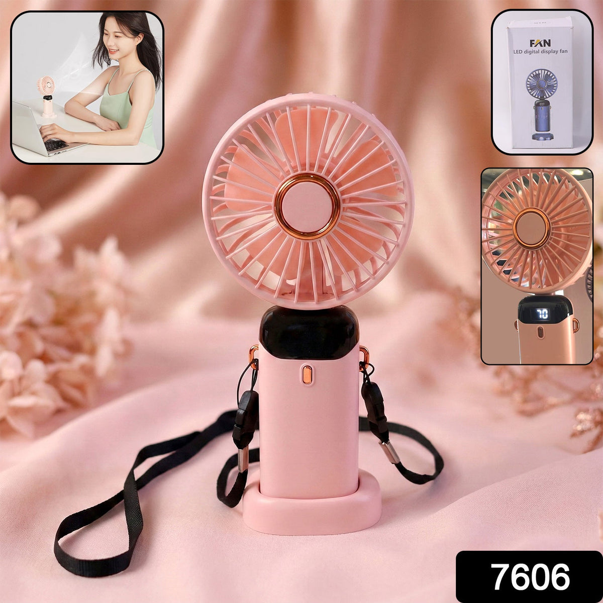 Rechargeable Handheld Fan with Digital Display