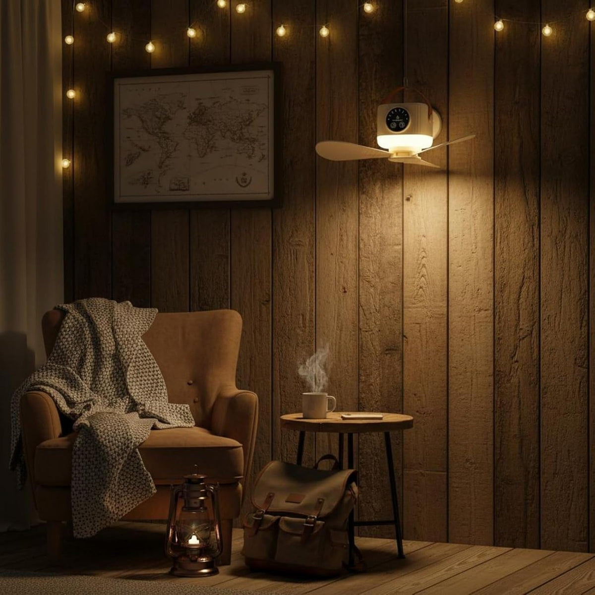 3-in-1 Rechargeable Camping Fan with LED Light