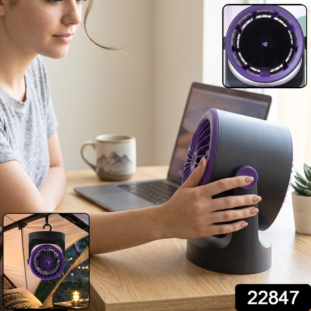 Desktop Air Circulator Fan with Hanging Hook