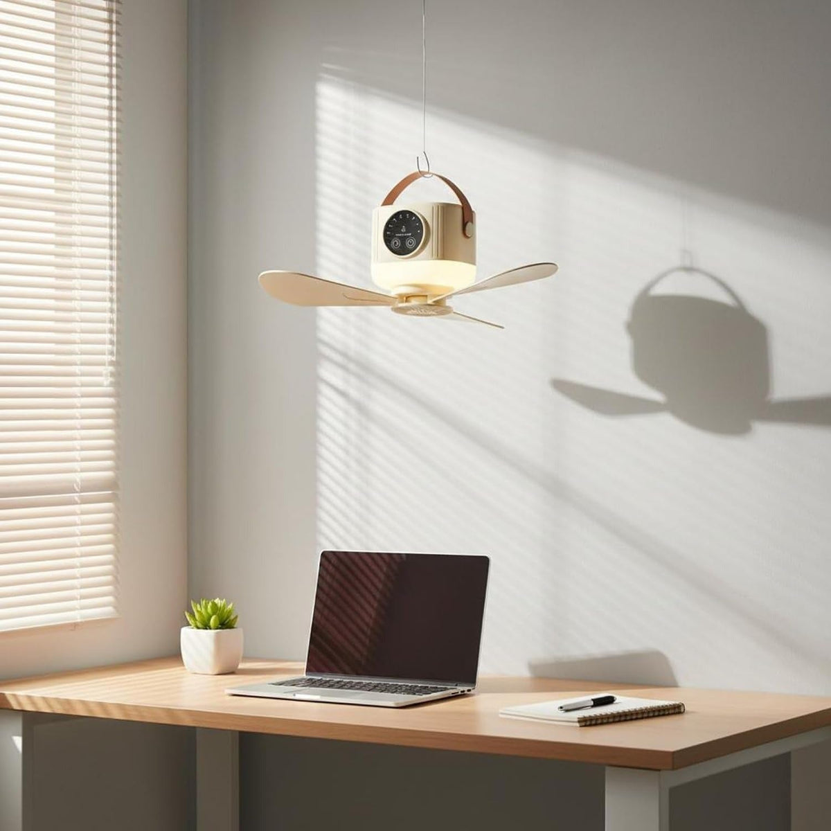 3-in-1 Rechargeable Camping Fan with LED Light
