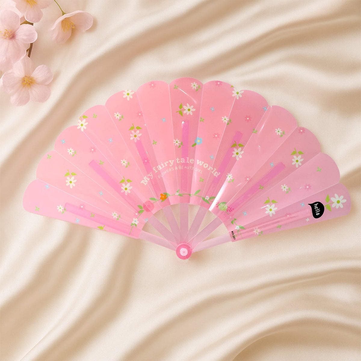Floral Print Folding Hand Fan for Women