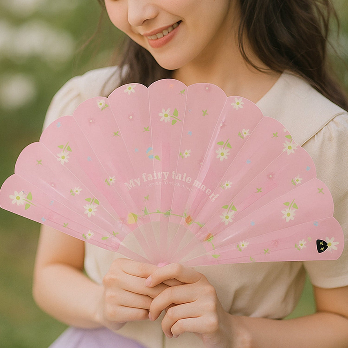 Floral Print Folding Hand Fan for Women