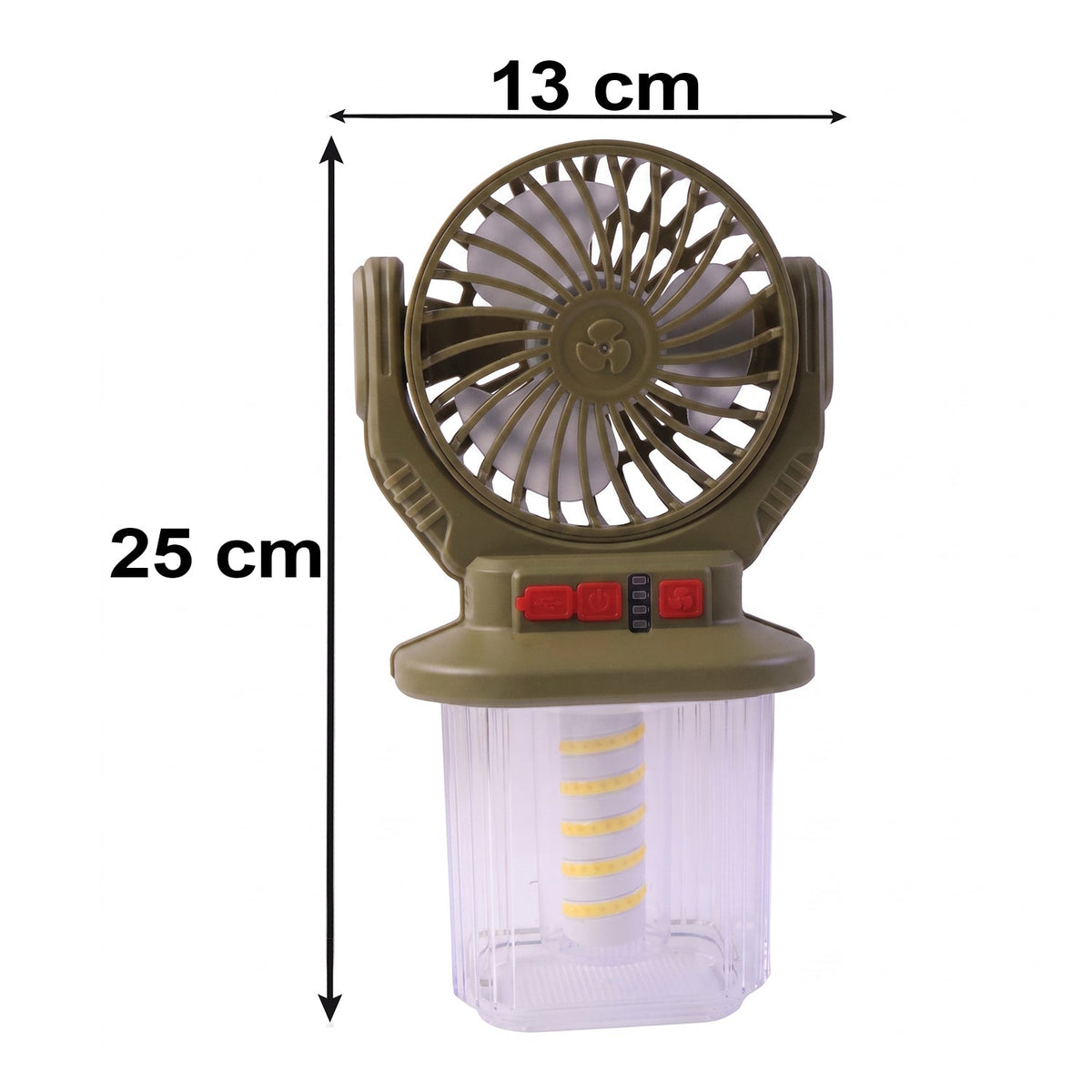 2-in-1 Solar Rechargeable Camping Fan with LED Lantern