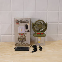 2-in-1 Solar Rechargeable Camping Fan with LED Lantern