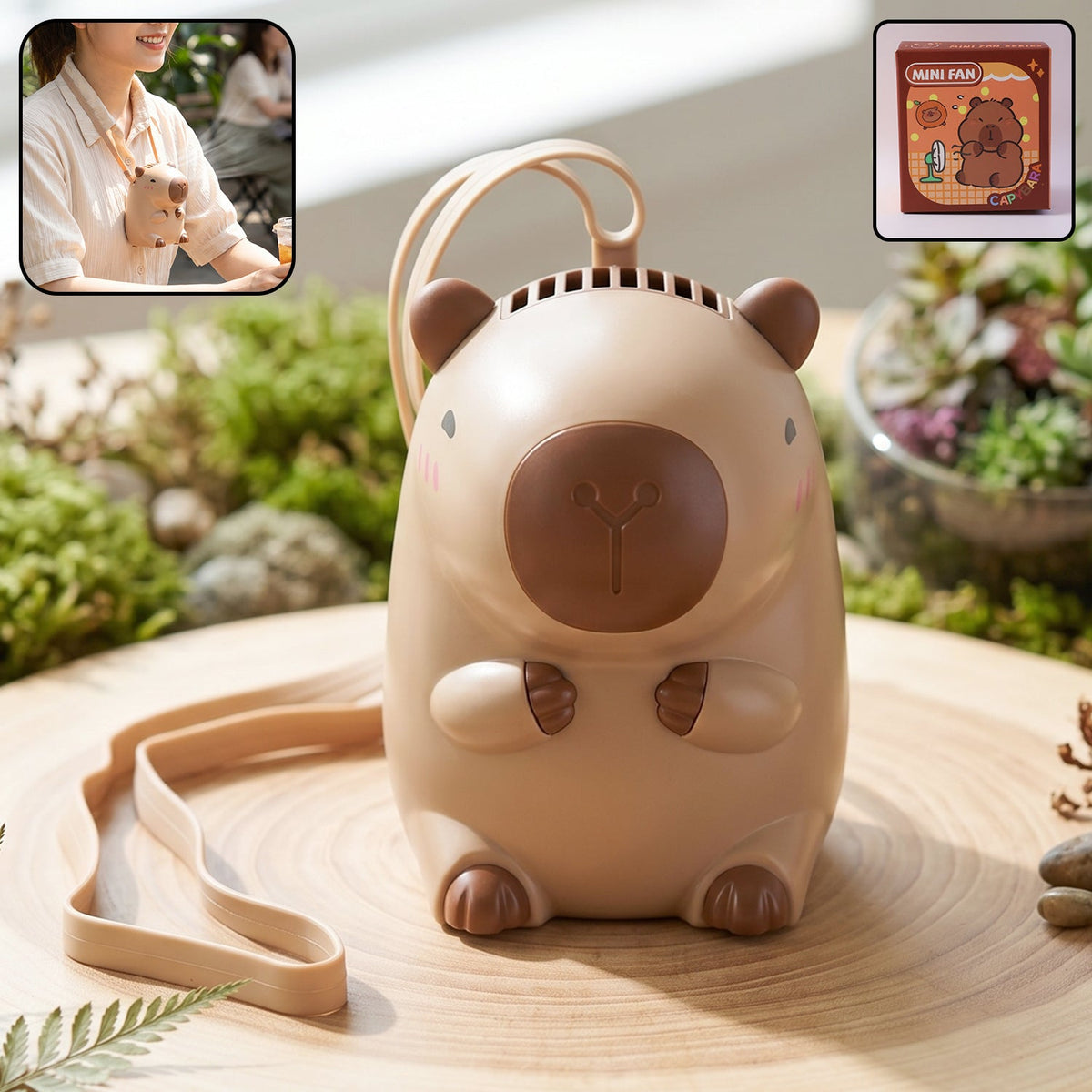Rechargeable Mini Bear Fan with Neck Strap