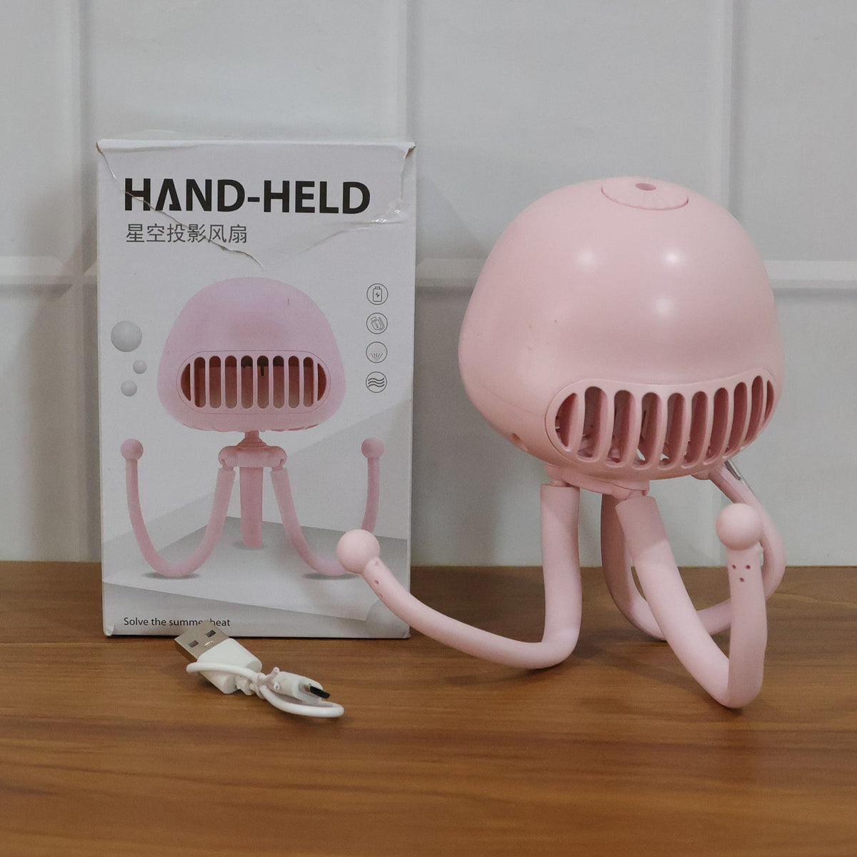 Handheld Fan with LED Star Projector