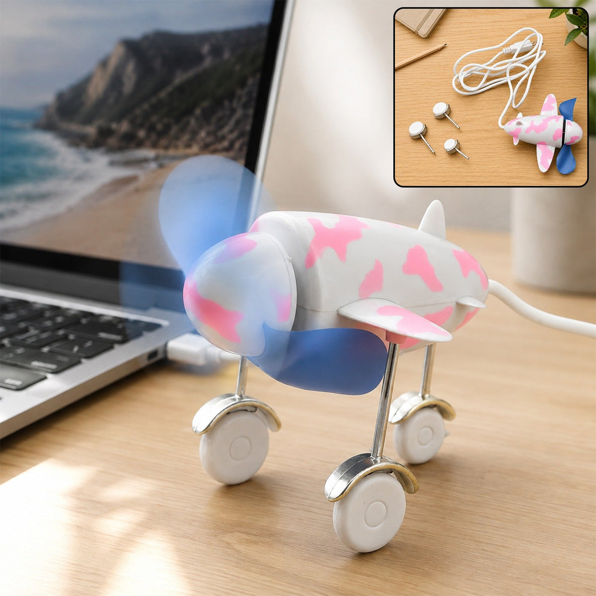 USB Airplane-Shaped Desk Fan