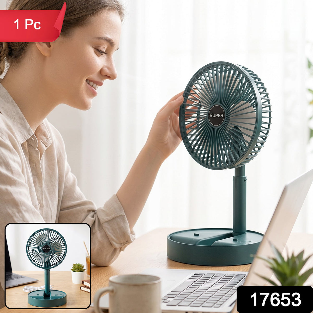 Adjustable Height USB Desk Fan
